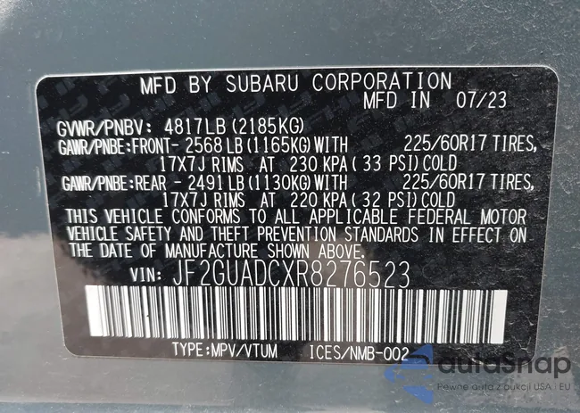 JF2GUADCXR8276523: 41538286