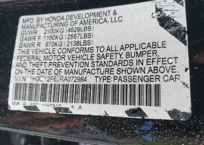 1HGCY2F60RA072984: 41537383