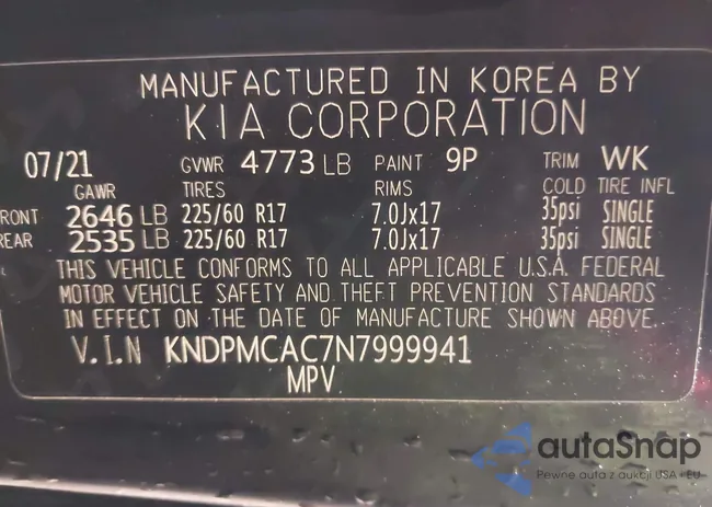 KNDPMCAC7N7999941: 41541789