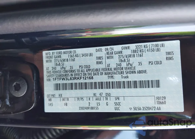 1FTFW3L83RKF12168: 41545478