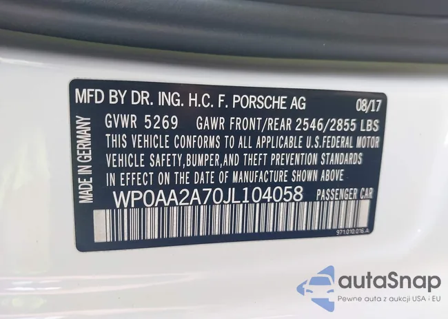 WP0AA2A70JL104058: 41548341