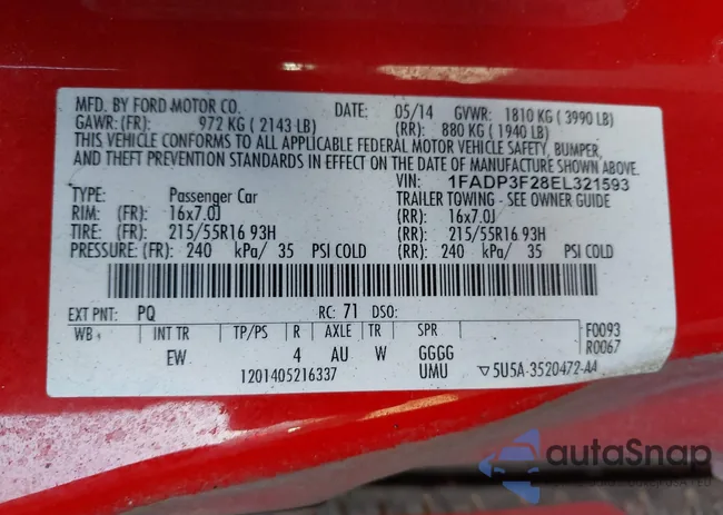 1FADP3F28EL321593: 41553996