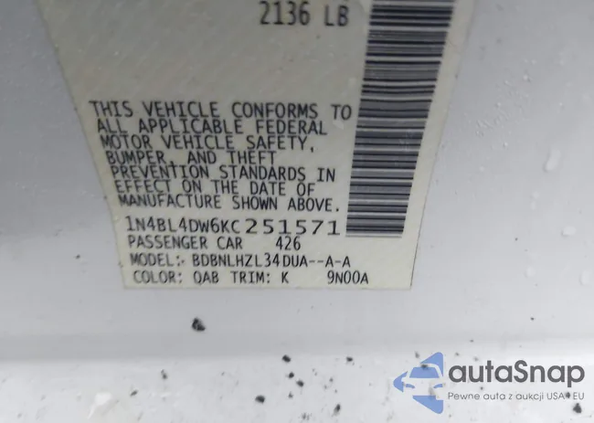 1N4BL4DW6KC251571: 41555123