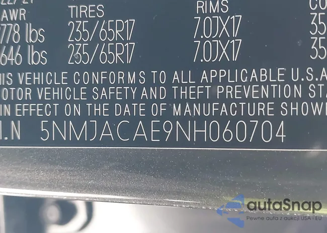 5NMJACAE9NH060704: 41554587