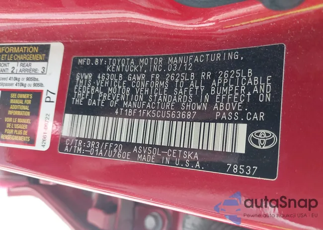 4T1BF1FK5CU563687: 41556143