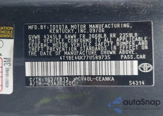 4T1BE46K77U589735: 41557012