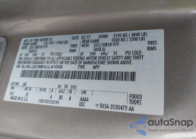 5LMCJ2C98HUL41059: 41560689