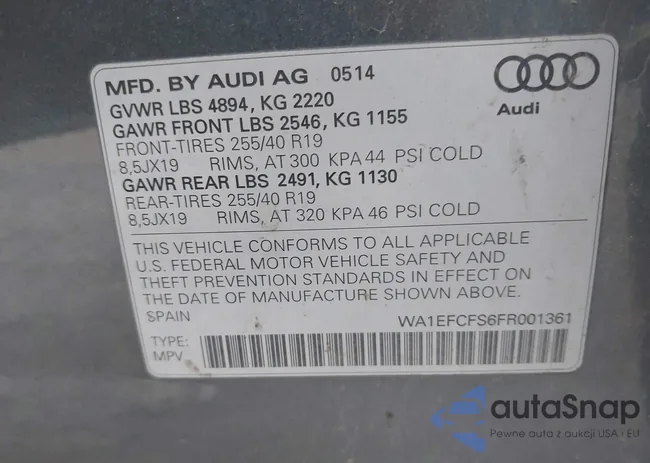 WA1EFCFS6FR001361: 41561943