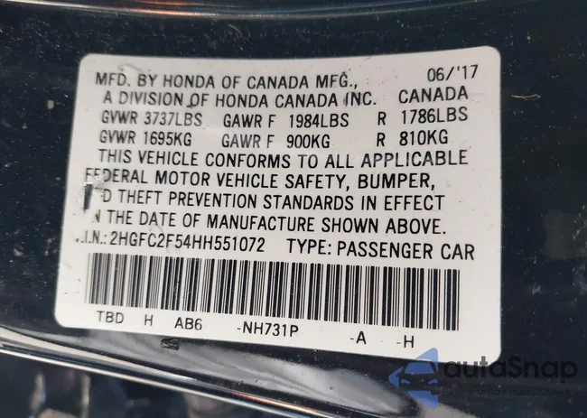 2HGFC2F54HH551072: 41561279