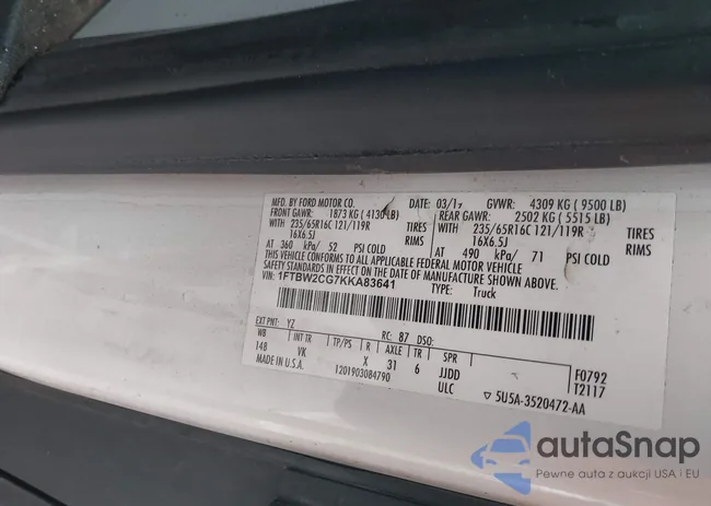 1FTBW2CG7KKA83641: 41561602