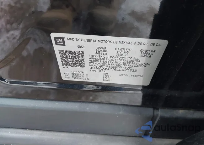 3GNAXKEV6LL321328: 41563091