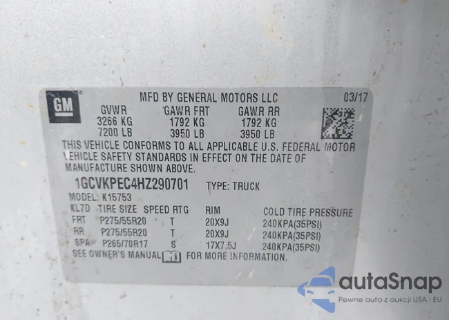 1GCVKPEC4HZ290701: 41567136