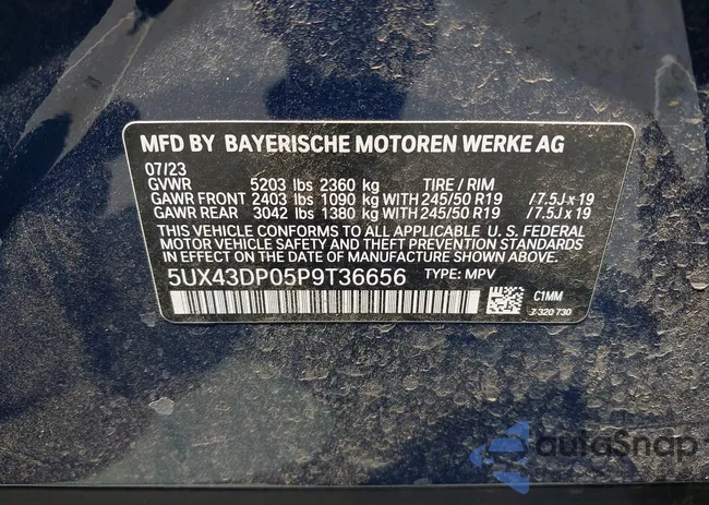 5UX43DP05P9T36656: 41569335