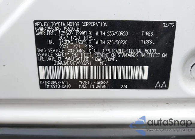 JTMABABA4PA000291: 41571106