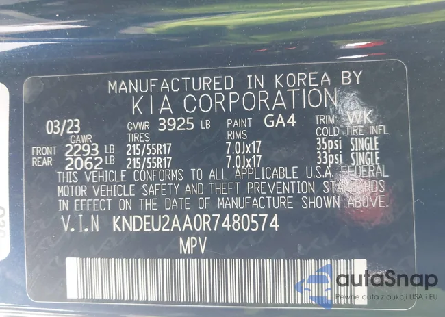 KNDEU2AA0R7480574: 41572040