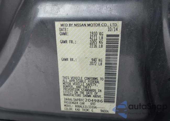 1N4AL3AP8FC204986: 41573065