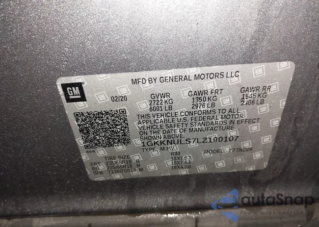 1GKKNULS7LZ190107: 41574428