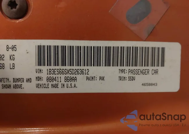 1B3ES66SX5D263612: 41575693