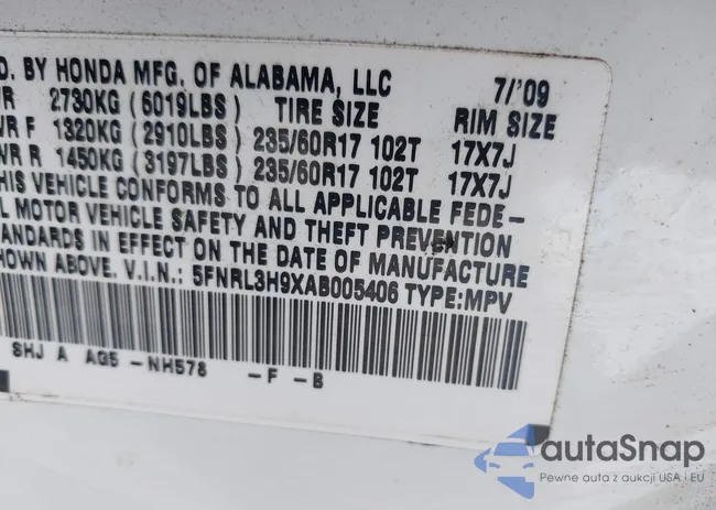 5FNRL3H9XAB005406: 41576195