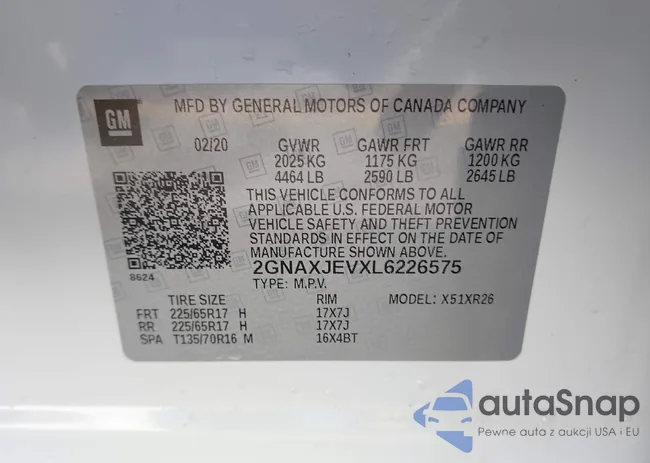 2GNAXJEVXL6226575: 41575293