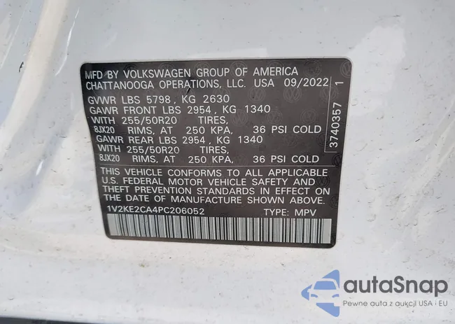 1V2KE2CA4PC206052: 41577271