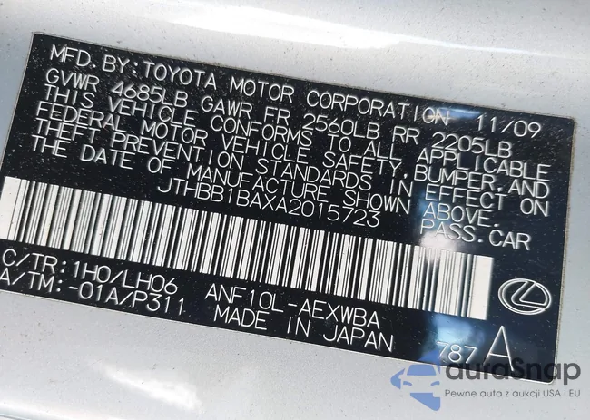 JTHBB1BAXA2015723: 41578691