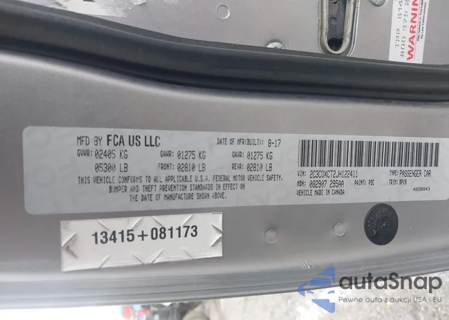 2C3CDXCT2JH122411: 41578720