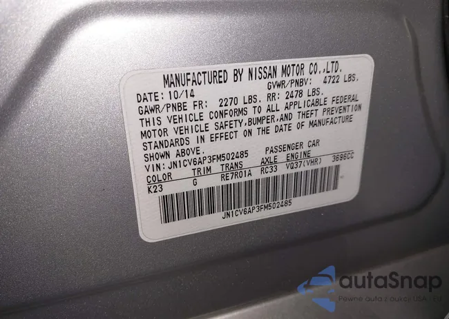 JN1CV6AP3FM502485: 41579180