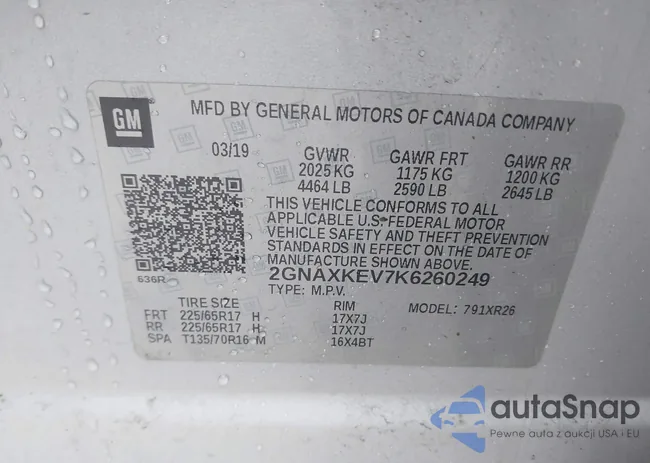 2GNAXKEV7K6260249: 41579667