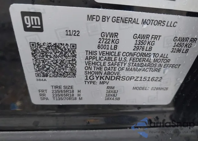 1GYKNDRS0PZ151622: 41579800