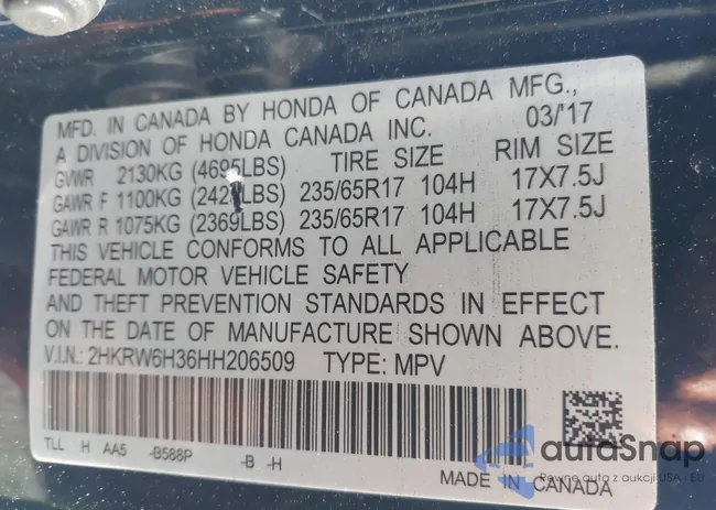 2HKRW6H36HH206509: 41579809