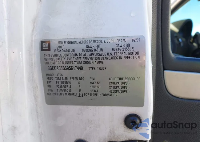 3GCCA85B59S617449: 41580173