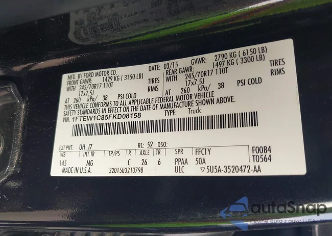 1FTEW1C85FKD08158: 41579287