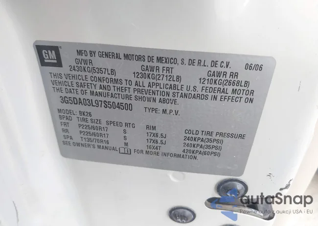 3G5DA03L97S504500: 41579526