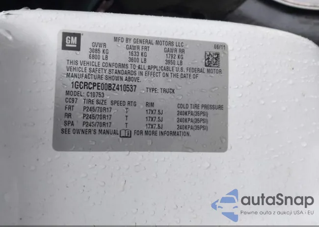 1GCRCPE00BZ410537: 41581018