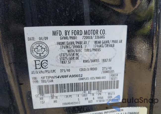 1FTPW14V69FA95652: 41581864