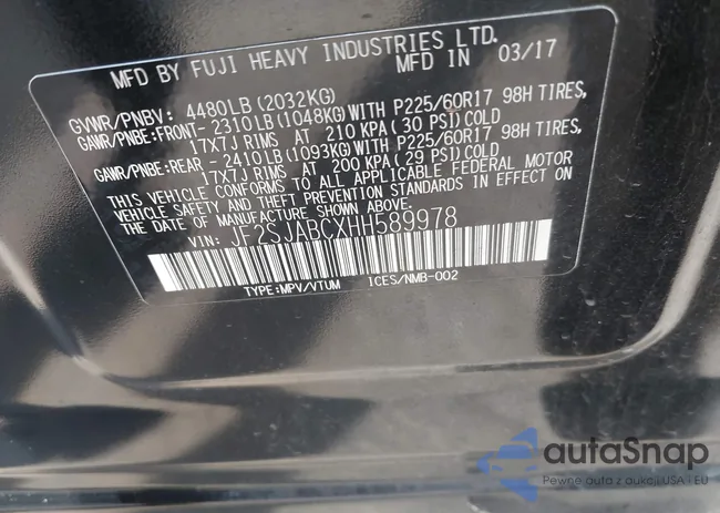 JF2SJABCXHH589978: 41582893