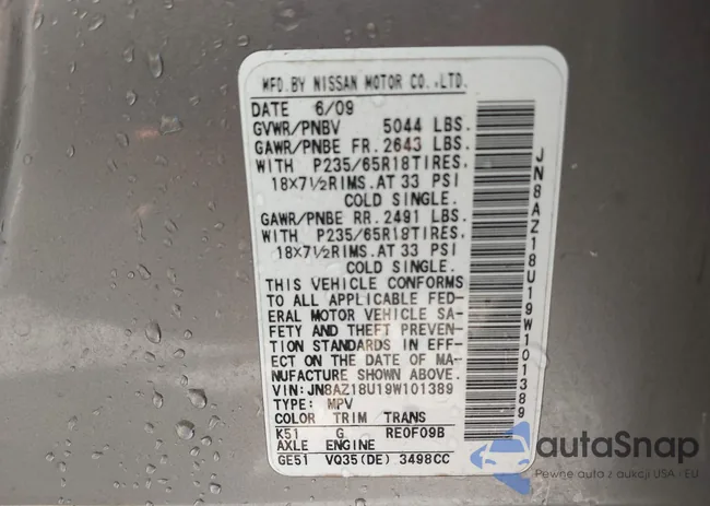 JN8AZ18U19W101389: 41584716