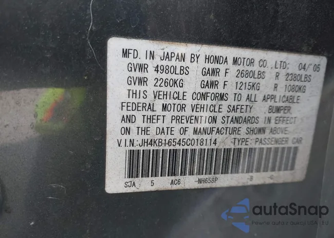 JH4KB16545C018114: 41584856