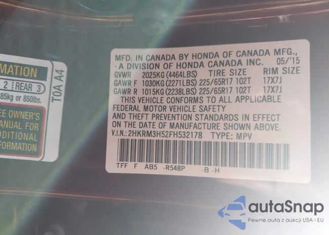 2HKRM3H52FH532178: 41588881