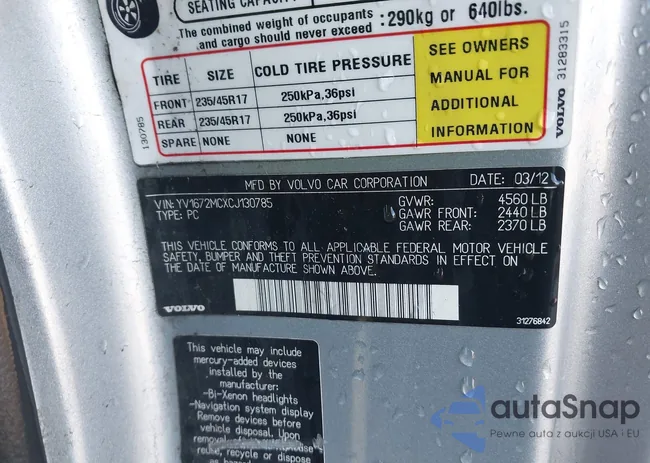 YV1672MCXCJ130785: 41589949