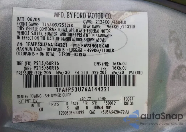 1FAFP53U76A144221: 41590622