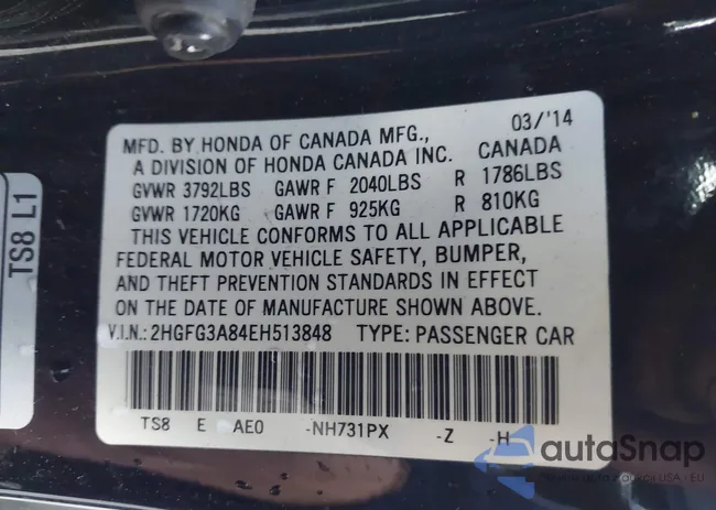 2HGFG3A84EH513848: 41590480