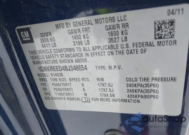 1GNKREED4BJ348654: 41591640