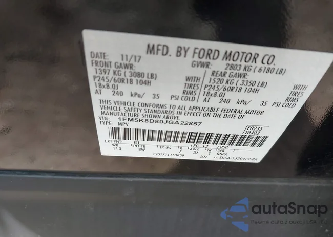 1FM5K8D80JGA22857: 41592026