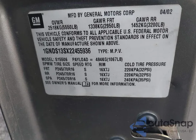 1GNDS13SX22455936: 41594222