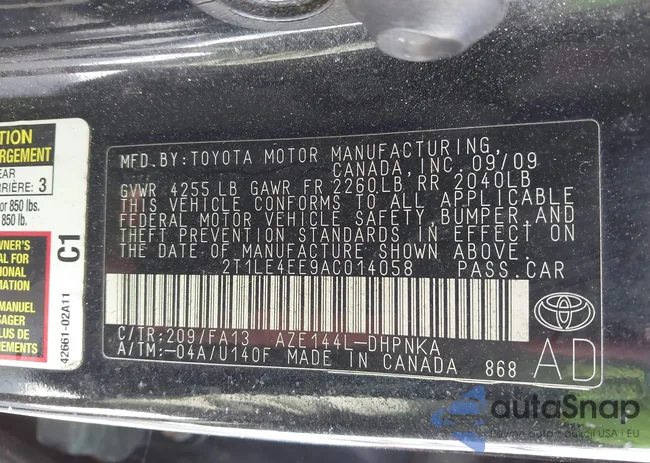 2T1LE4EE9AC014058: 41596705