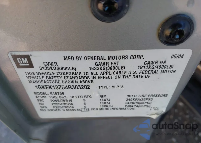 1GKEK13Z54R303202: 41598995