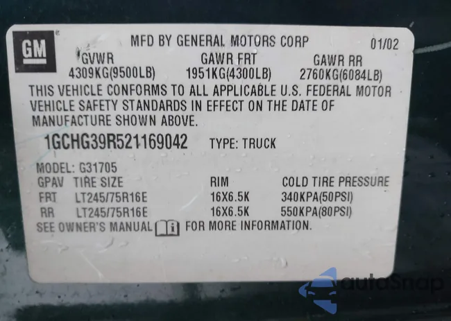 1GCHG39R521169042: 41599891