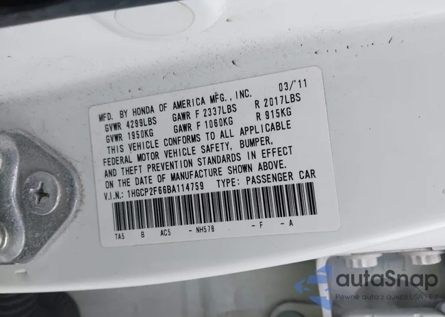 1HGCP2F66BA114759: 41599220